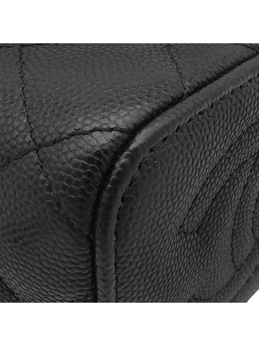 Chanel Shoulder Bag Quilted Mini Vanity Caviar Leather Black Gold Chain